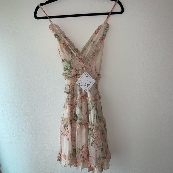 Angel Biba Floral Nude Mini Dress - Picture 2 of 4